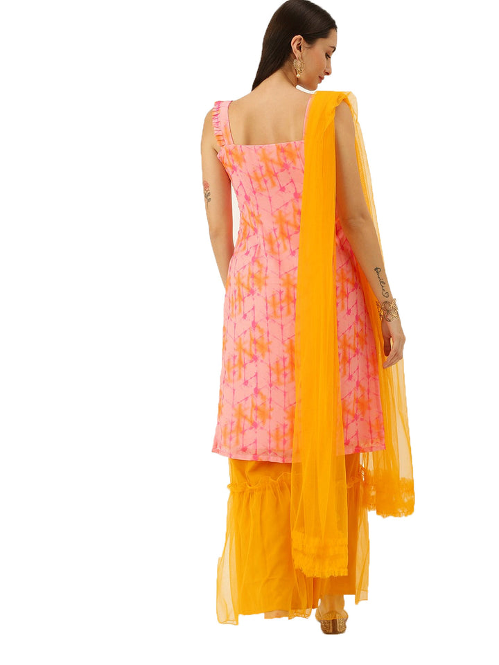 Yellow-Net-&-Multicolor-Printed-Palazzo-Suit
