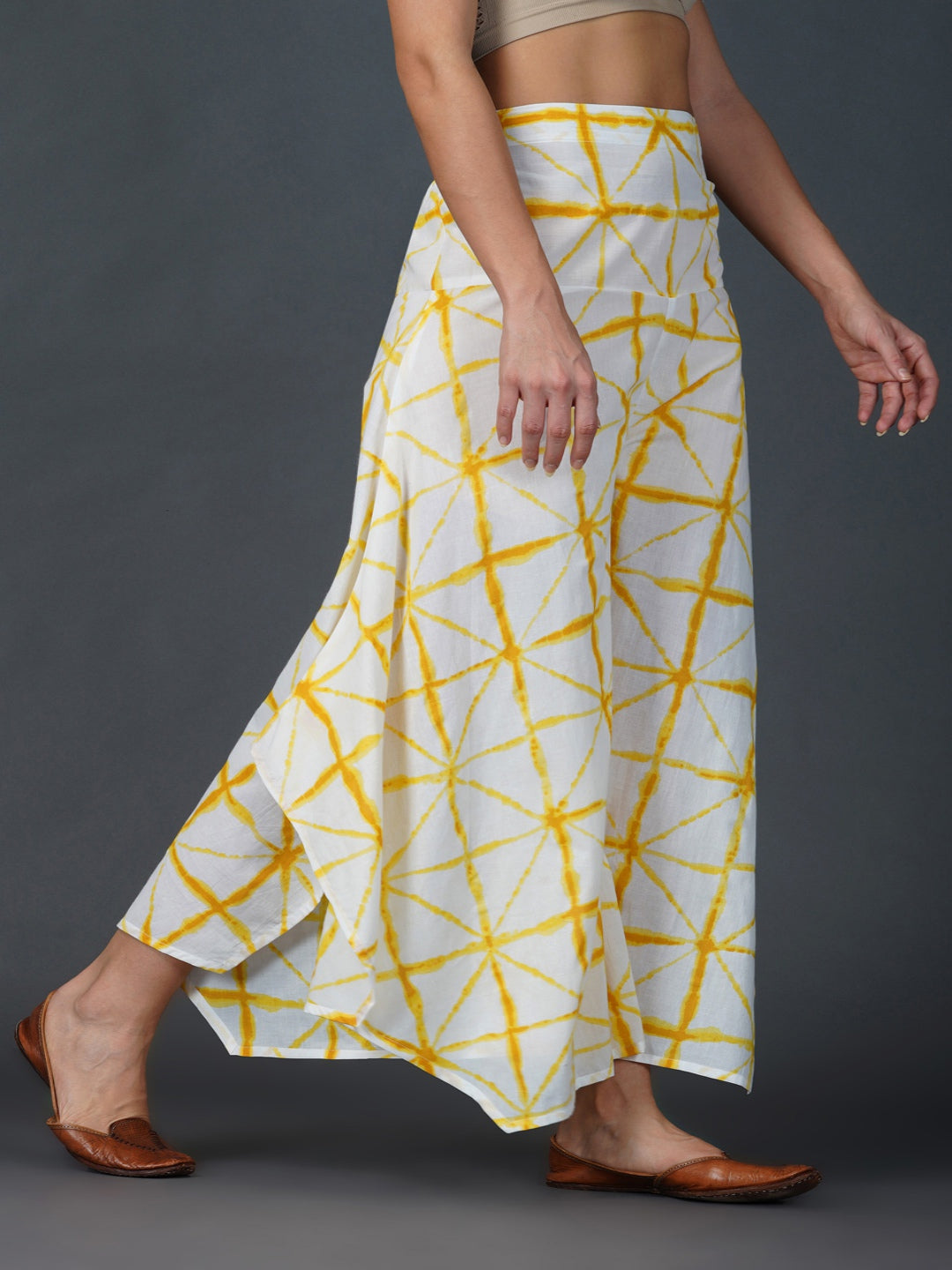 Yellow-Shibori-Print-Assymetrical-Pants