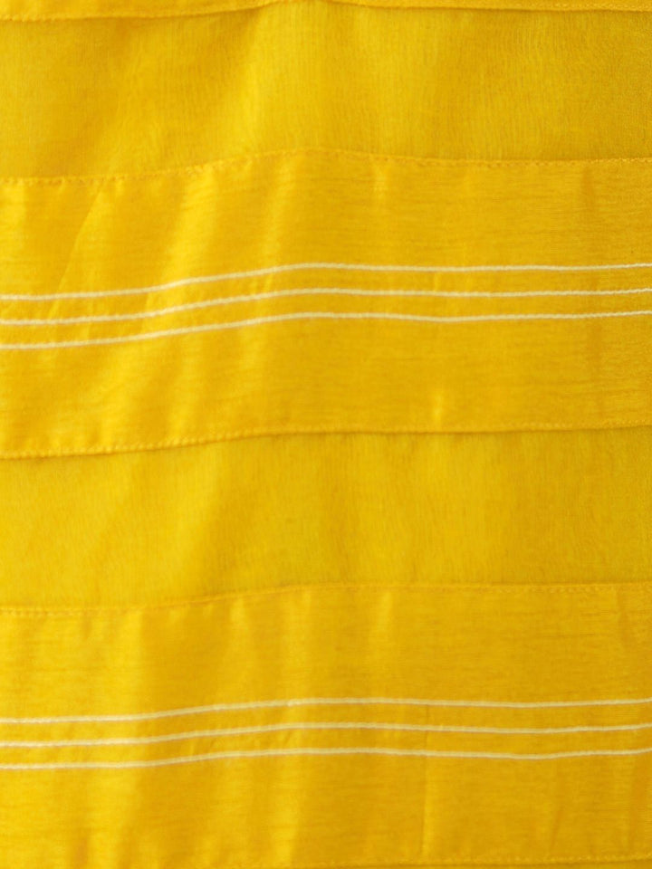 Yellow-Silk-A-line-Kurta-&-White-Cotton-Pants