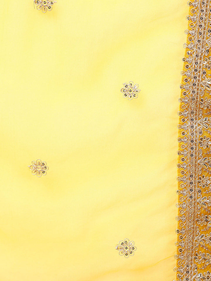 ZERESOUQ-Yellow-Silk-Blend-Solid-Embroidered-Straight-Kurta-Trouser-With-Dupatta