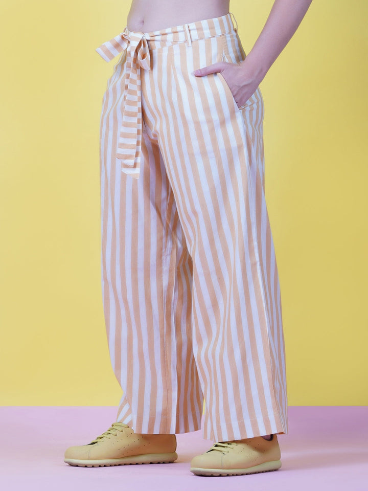 Yellow-Stripe-Cotton-Pants-With-A-Tie-Up
