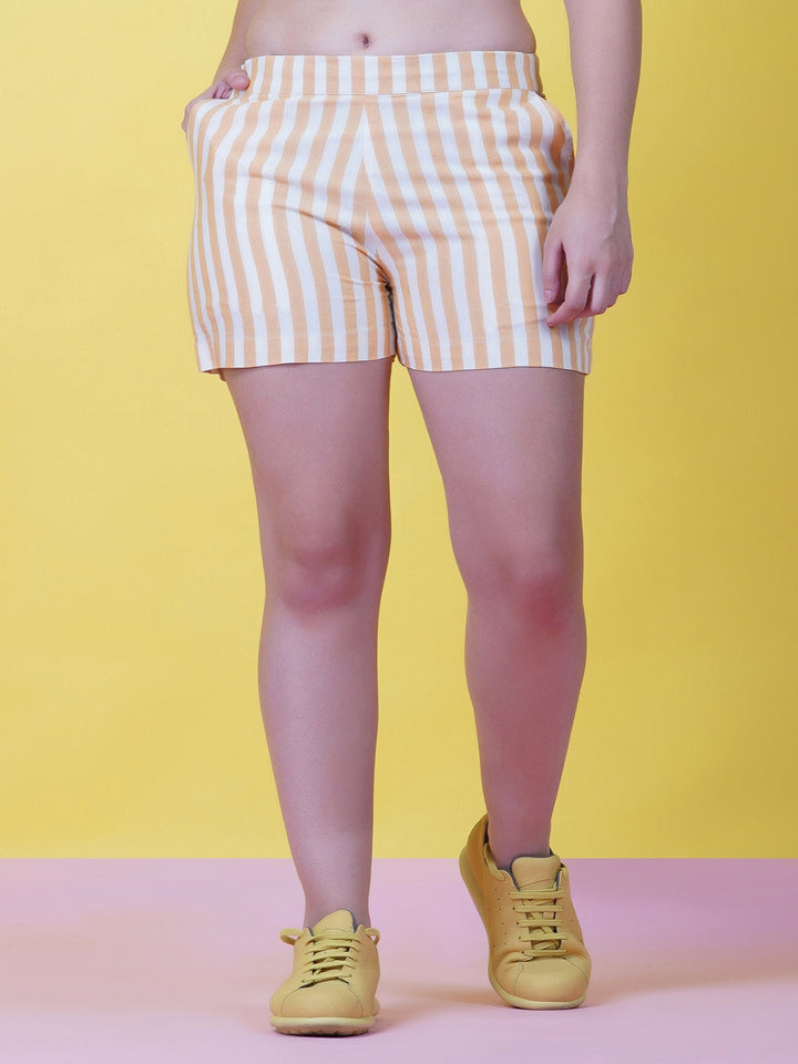 Yellow-Stripe-Shorts-In-Cotton