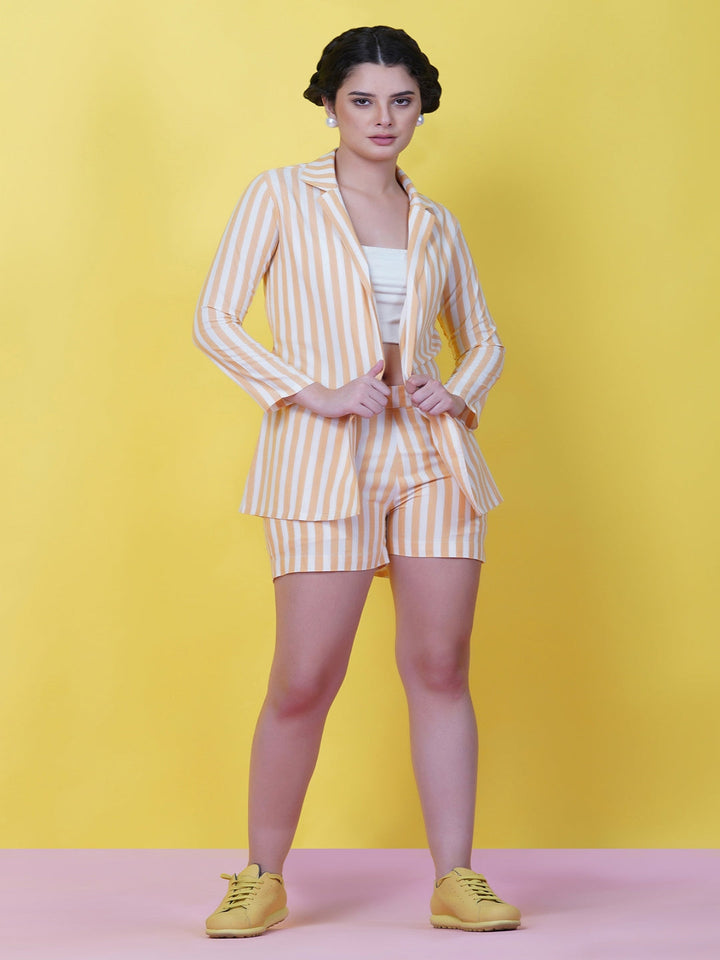 Yellow-Top-With-A-Belt-&-Short-Co-Ord-Set