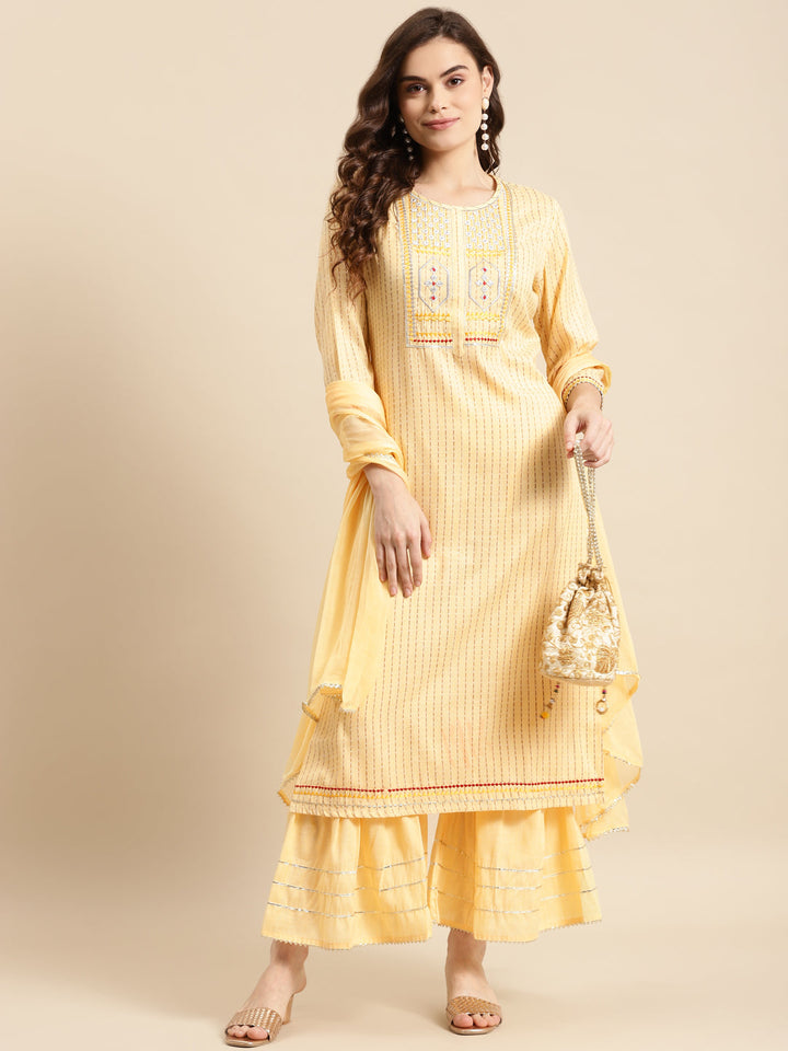 Yellow Yoke Design Kurta Sharara Set