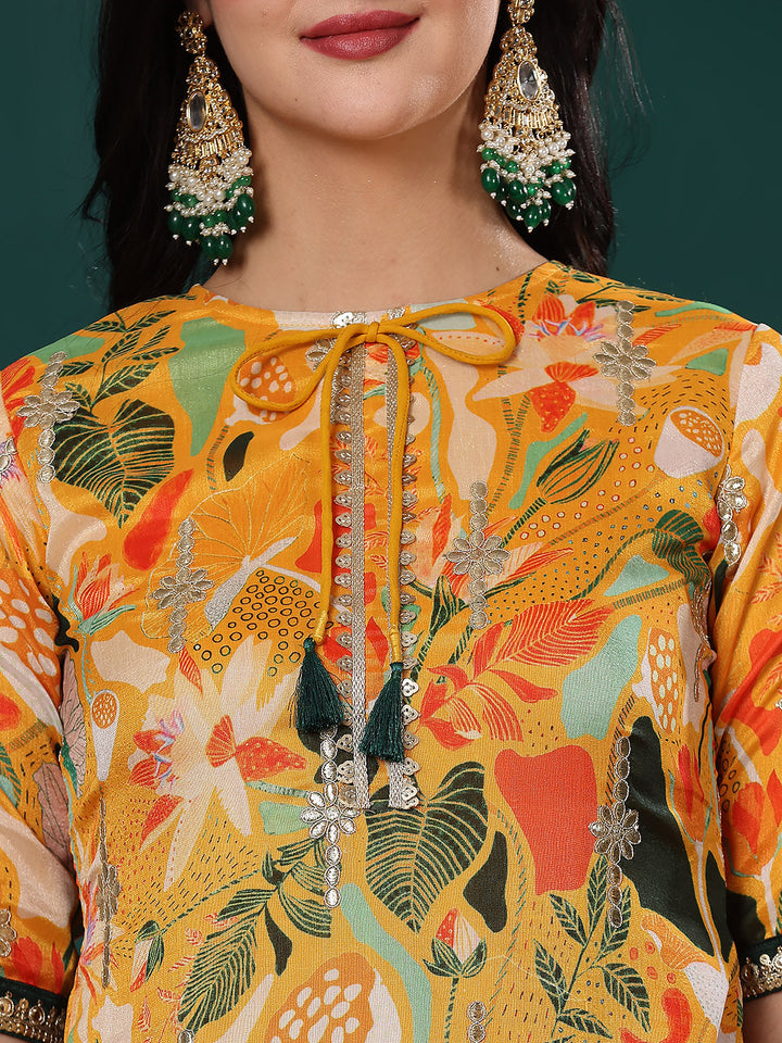 Yellow-&-Green-Art-Silk-Embroidered-Straight-Suit