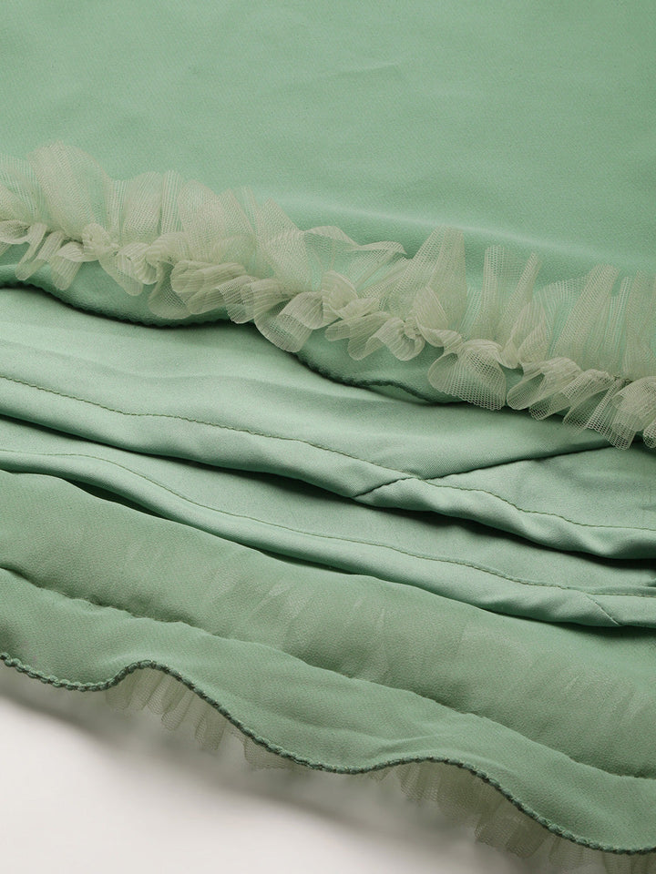 Yellow-&-Green-Embroidered-Boat-Neck-Gown