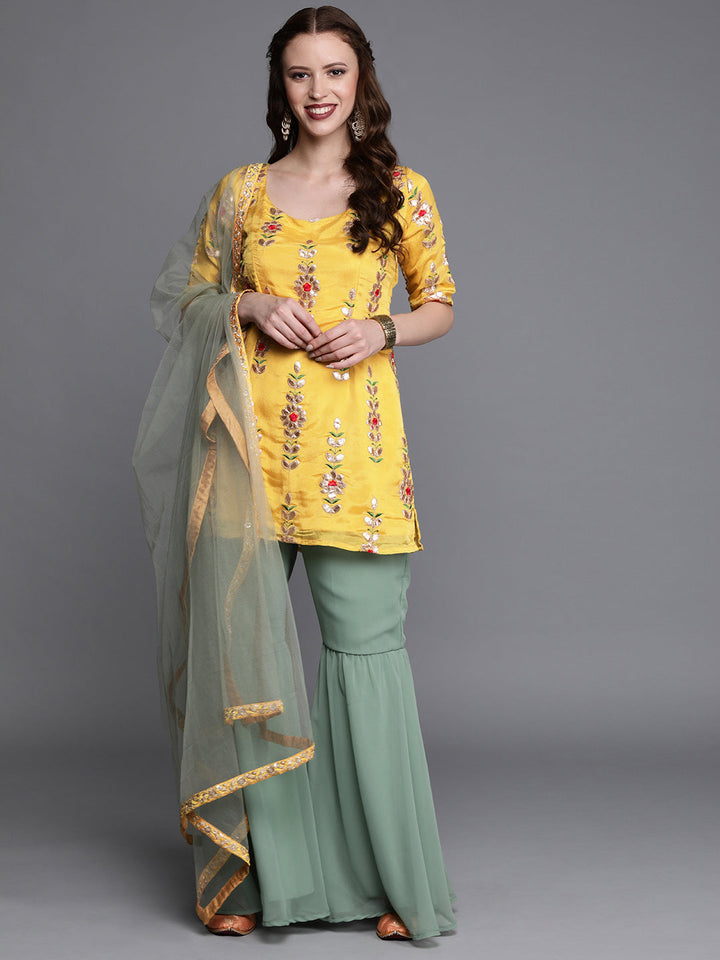 Yellow-&-Green-Embroidered-Gharara-Suit