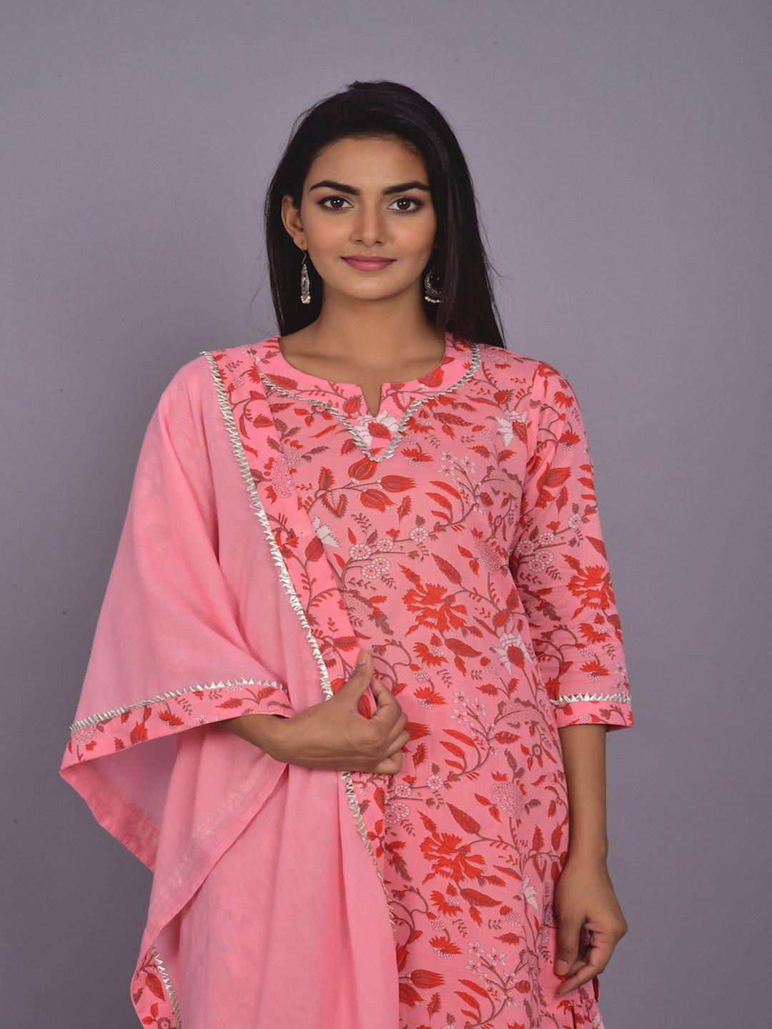 Watermelon Pink Printed Sharara & Dupatta Set