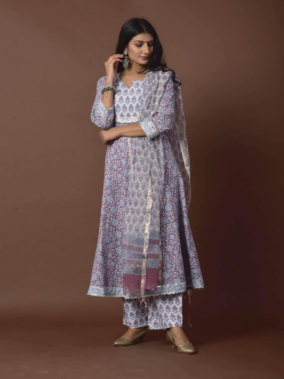 Lilac Cape Kurta Suit Set