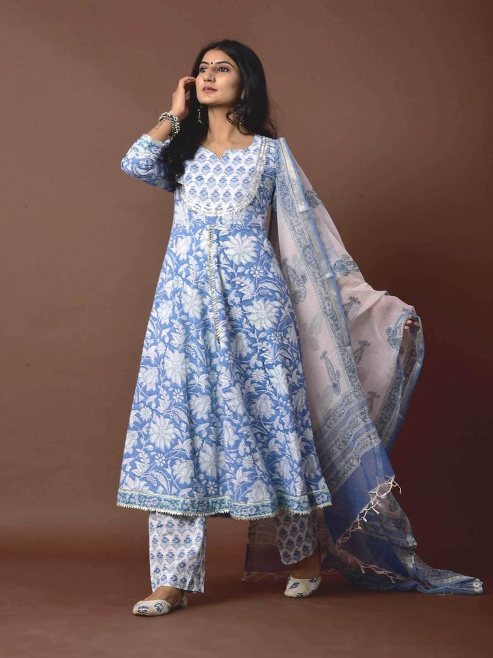 Skyblue Cape Kurta Suit Set