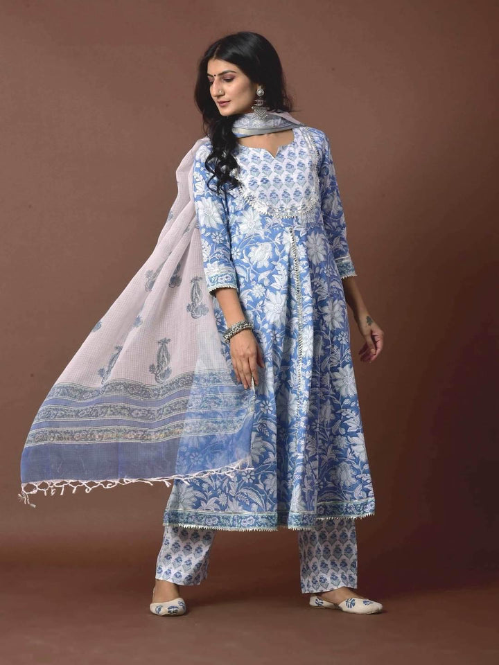 Skyblue Cape Kurta Suit Set