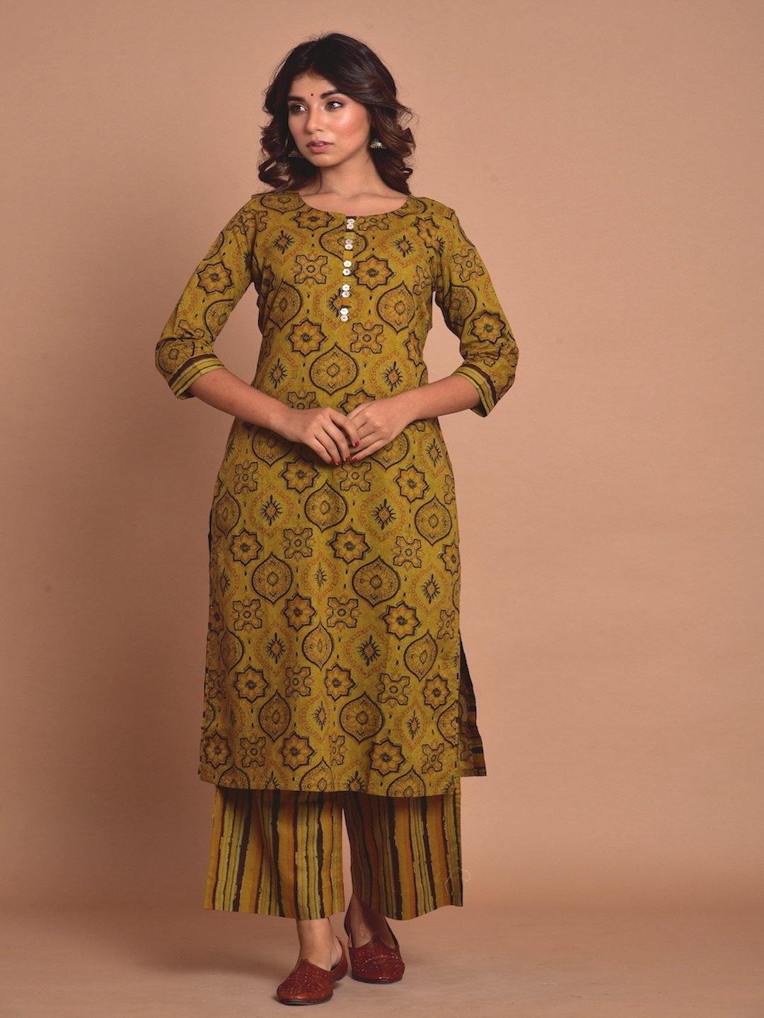 Ochre Yellow Kurta Pant Pair