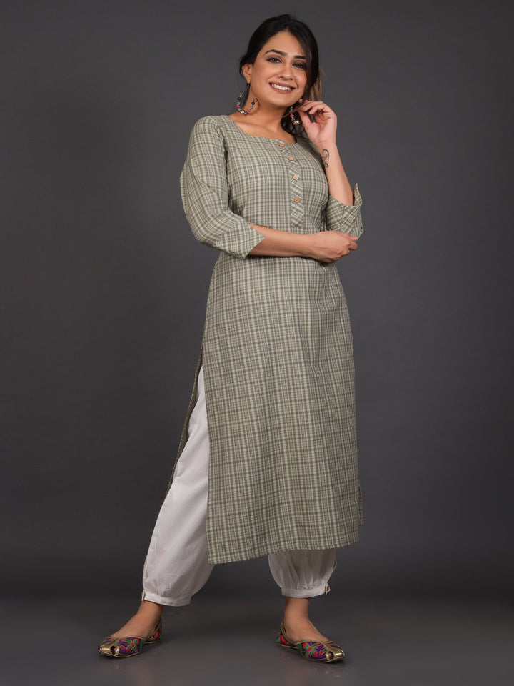 Olive Green Straight Kurta