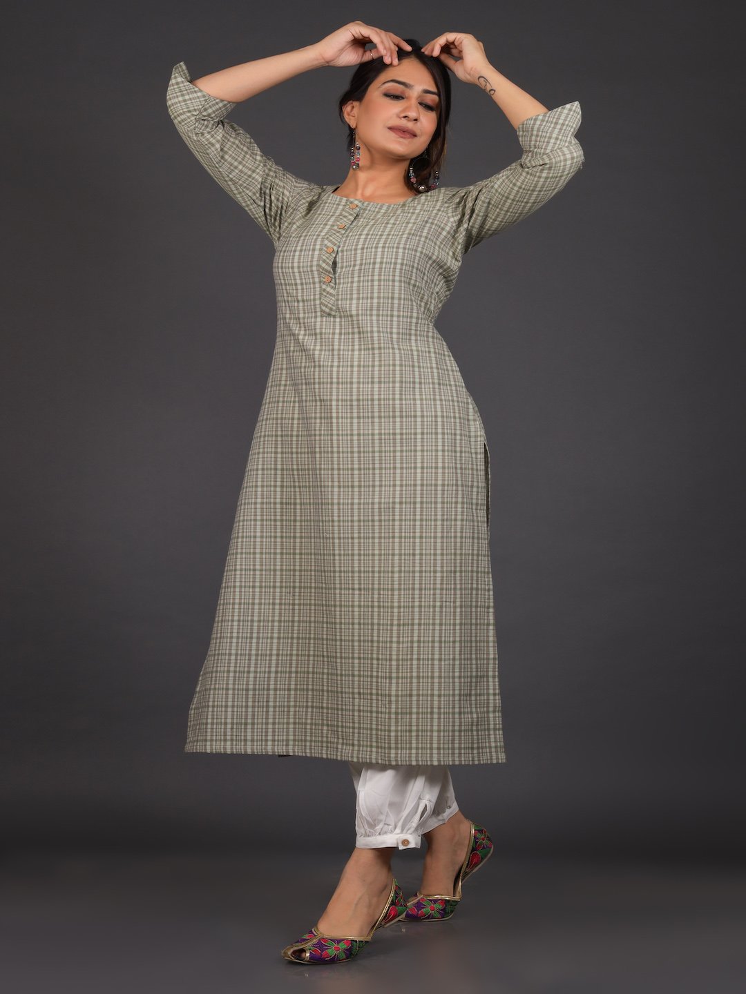 Olive Green Straight Kurta