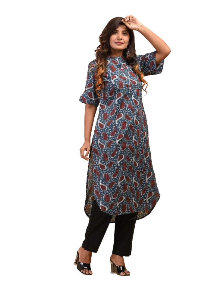 Zere-Indigo-Paisley-Print-Kurta