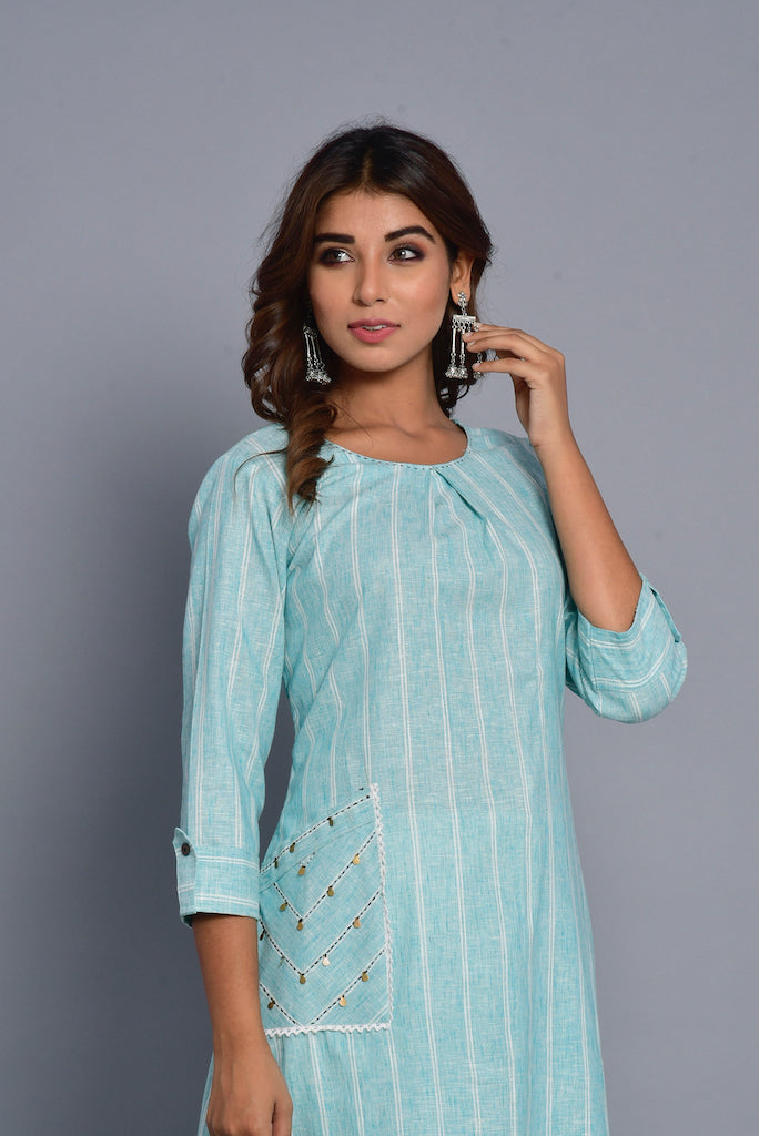 Zere-Mint-Blue-Kurta