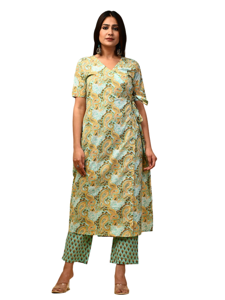 Zere-Mint-Wrap-Kurta-Pant-Set