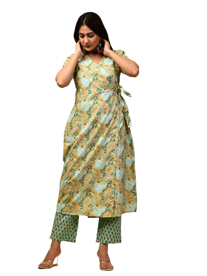 Zere-Mint-Wrap-Kurta-Pant-Set