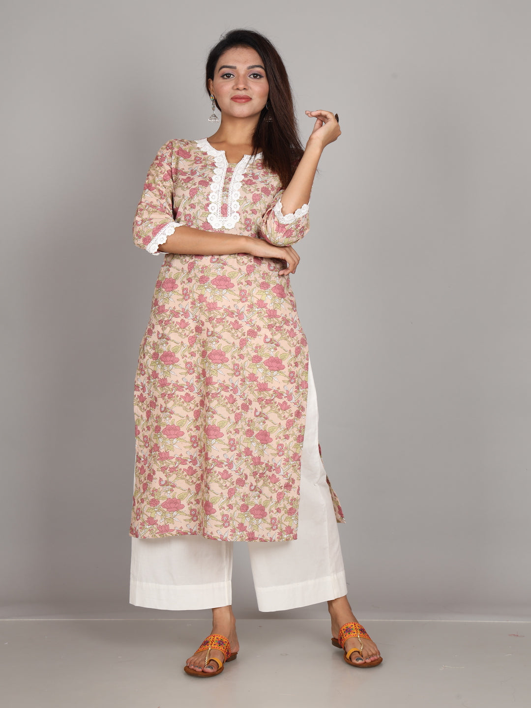 Zere-Mocha-Lace-Cotton-Kurta