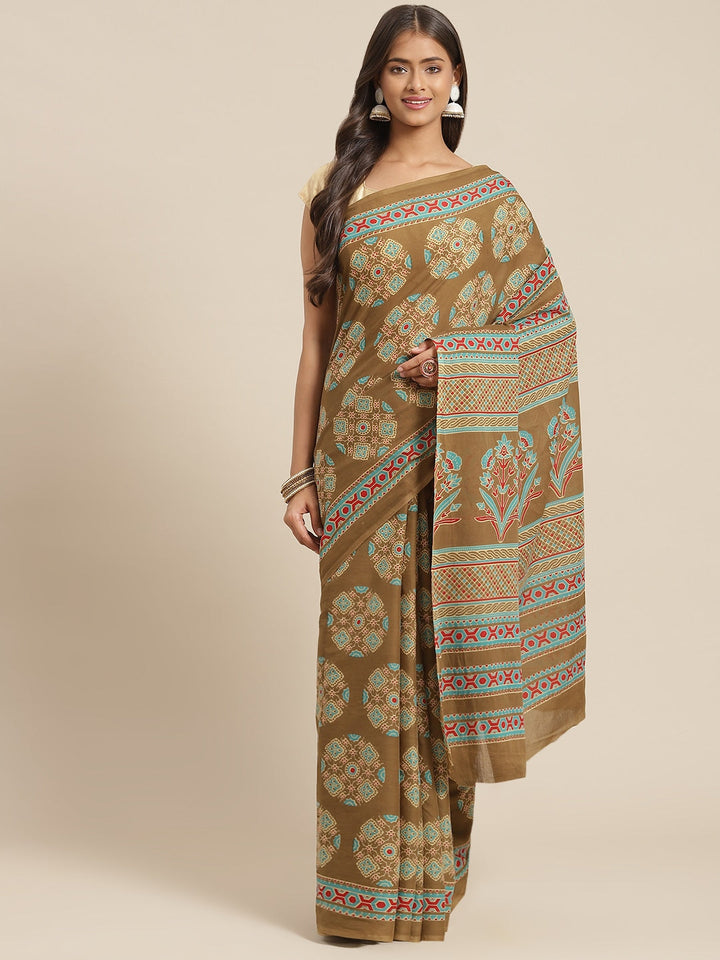 Olive-Printed-Saree-6037SAROL