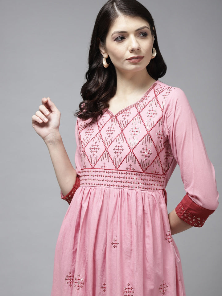 Pink-&-Maroon-Ethnic-Dress