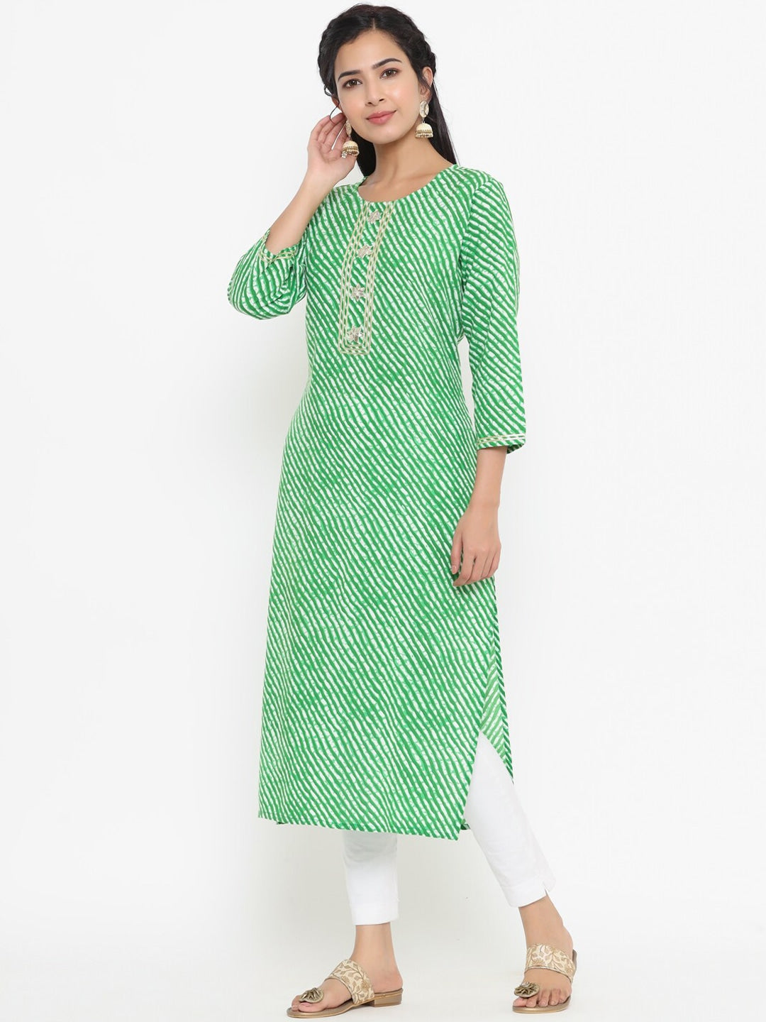 Green-Printed-Viscose-Rayon-Kurta-Only