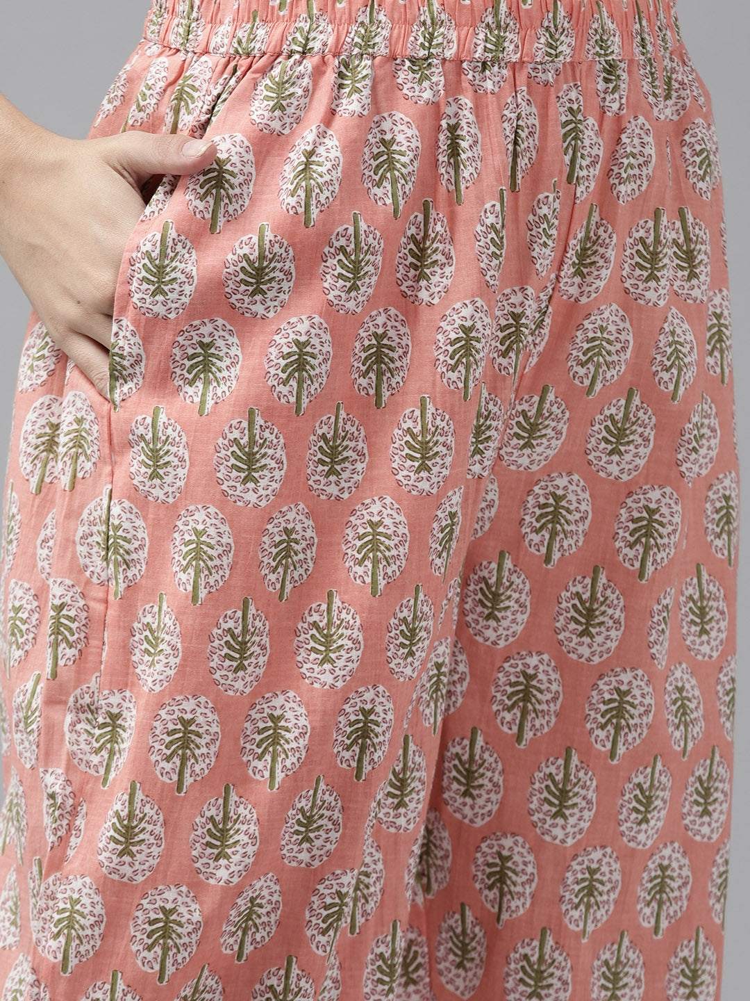 Peach-Printed-Kurta-Pure-Cotton-Set