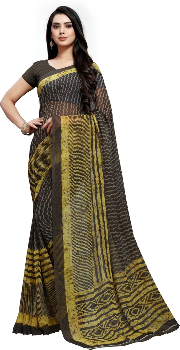 Black Georgette Printed Classy Saree