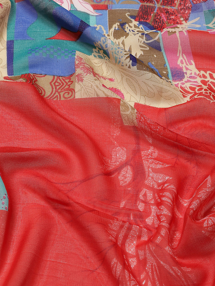 Red Georgette Printed Classy Saree