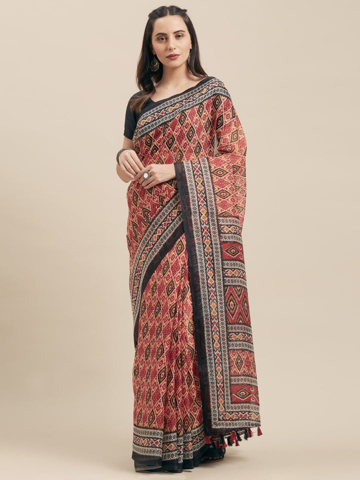 Black Art Silk Printed Classy Saree