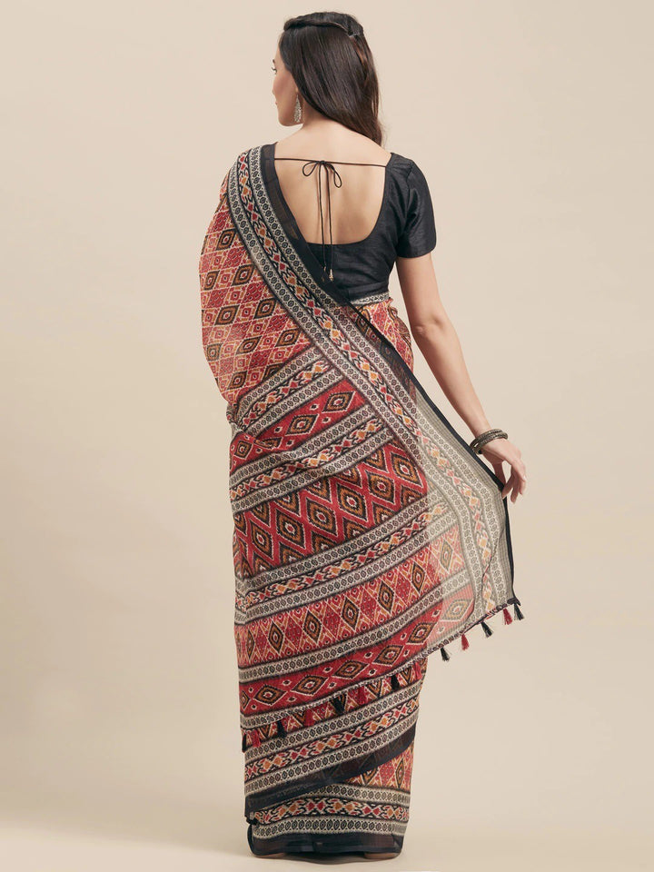 Black Art Silk Printed Classy Saree