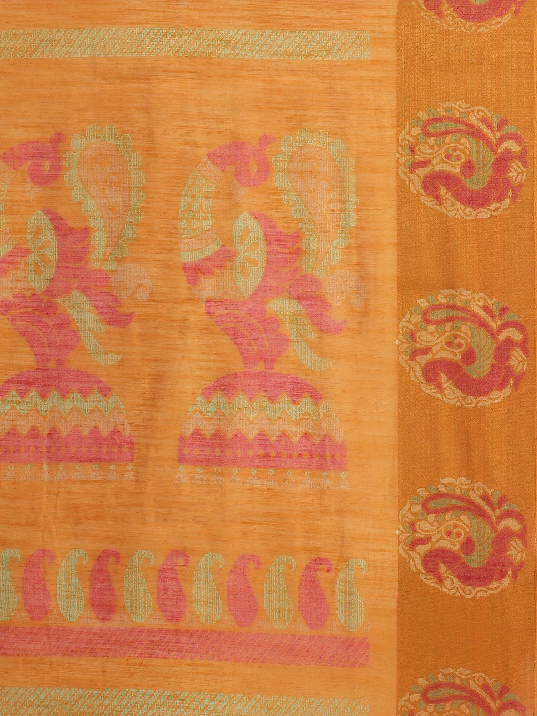 Mustard Cotton Blend Printed Classy Saree