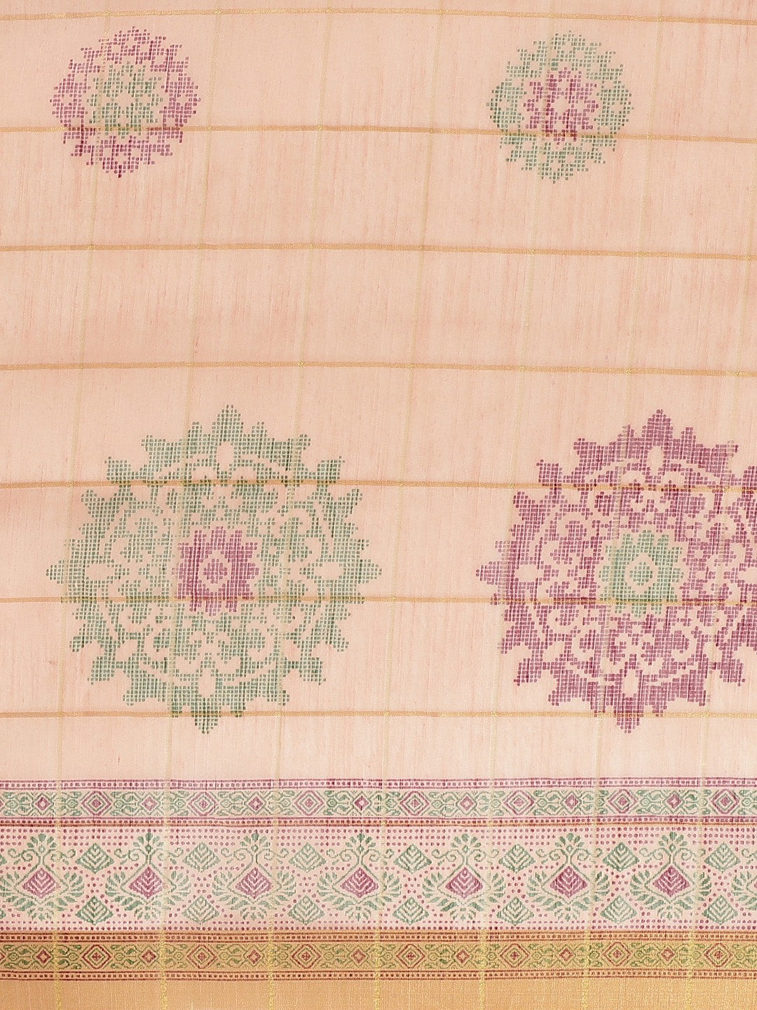 ZERESOUQ-Pink-Cotton-Blend-Printed-Classy-Saree