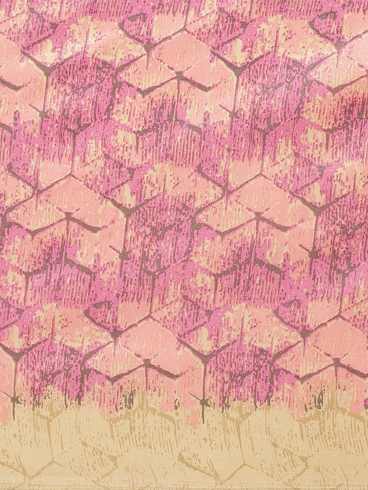Pink Art Silk Printed Classy Saree