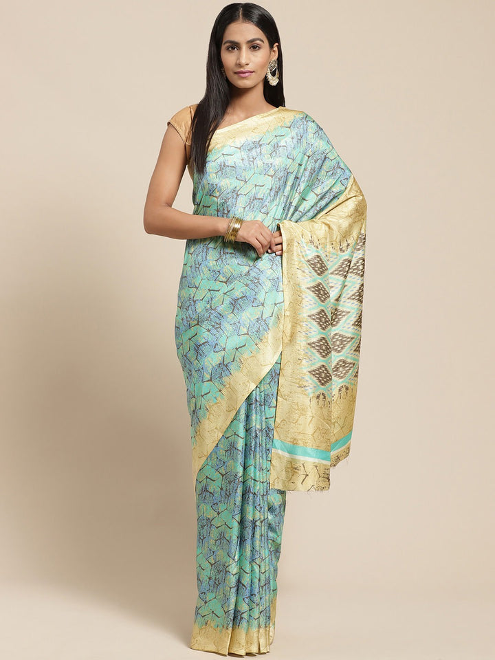 ZERESOUQ-Green-Art-Silk-Printed-Classy-Saree