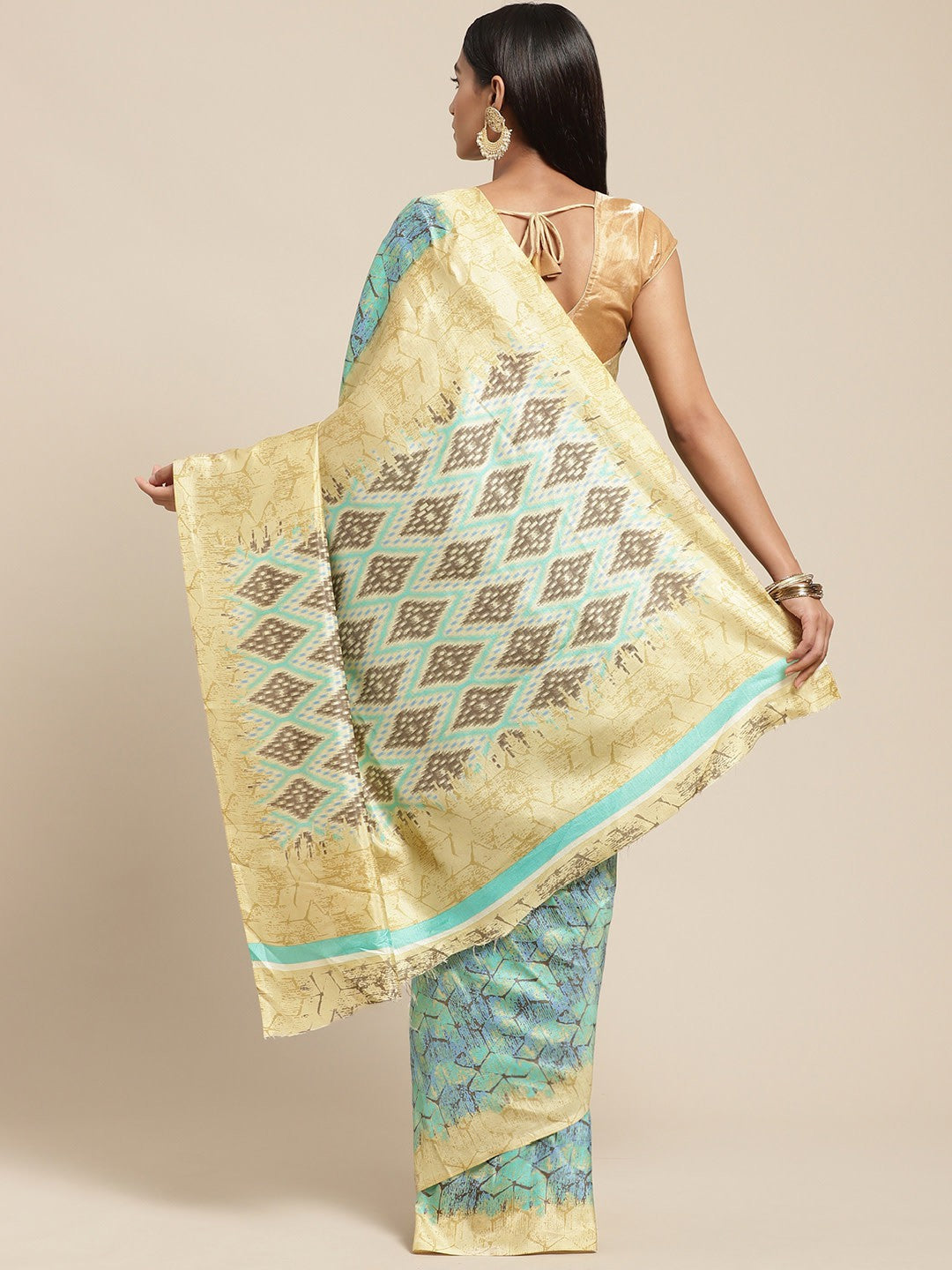 ZERESOUQ-Green-Art-Silk-Printed-Classy-Saree