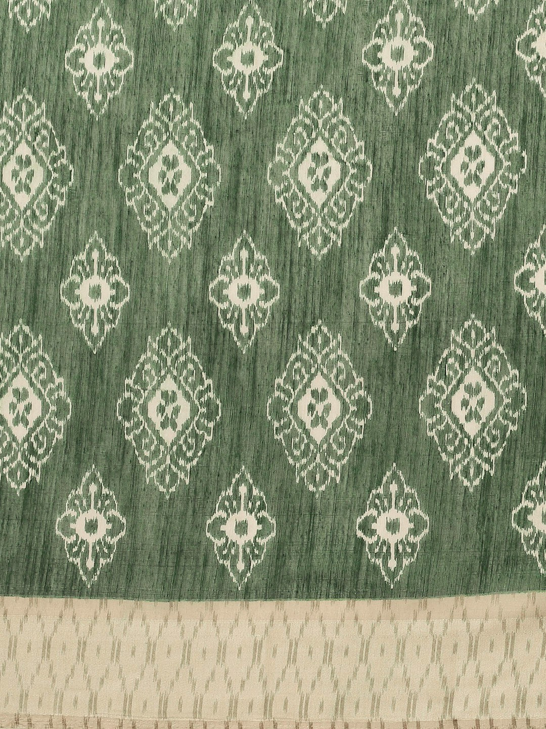 Green Cotton Blend Printed Classy Saree