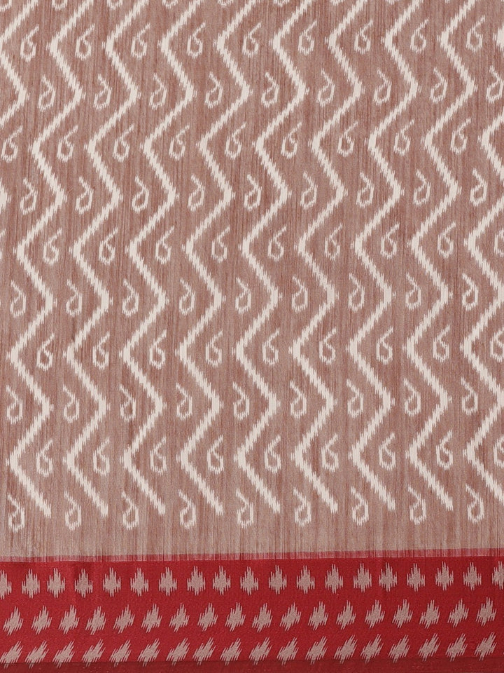 ZERESOUQ-Brown-Cotton-Silk-Printed-Classy-Saree