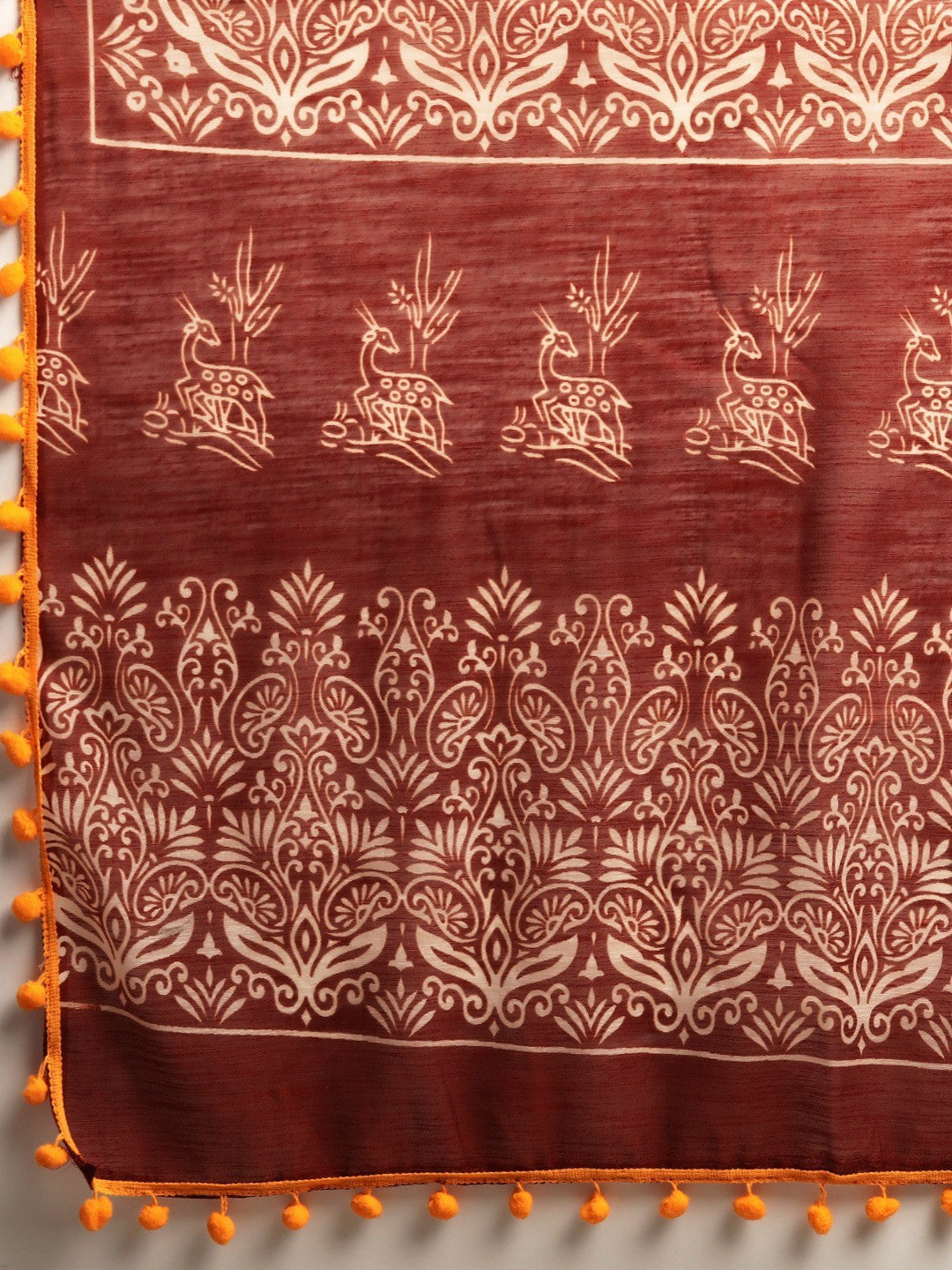 Brown Art Silk Printed Classy Saree