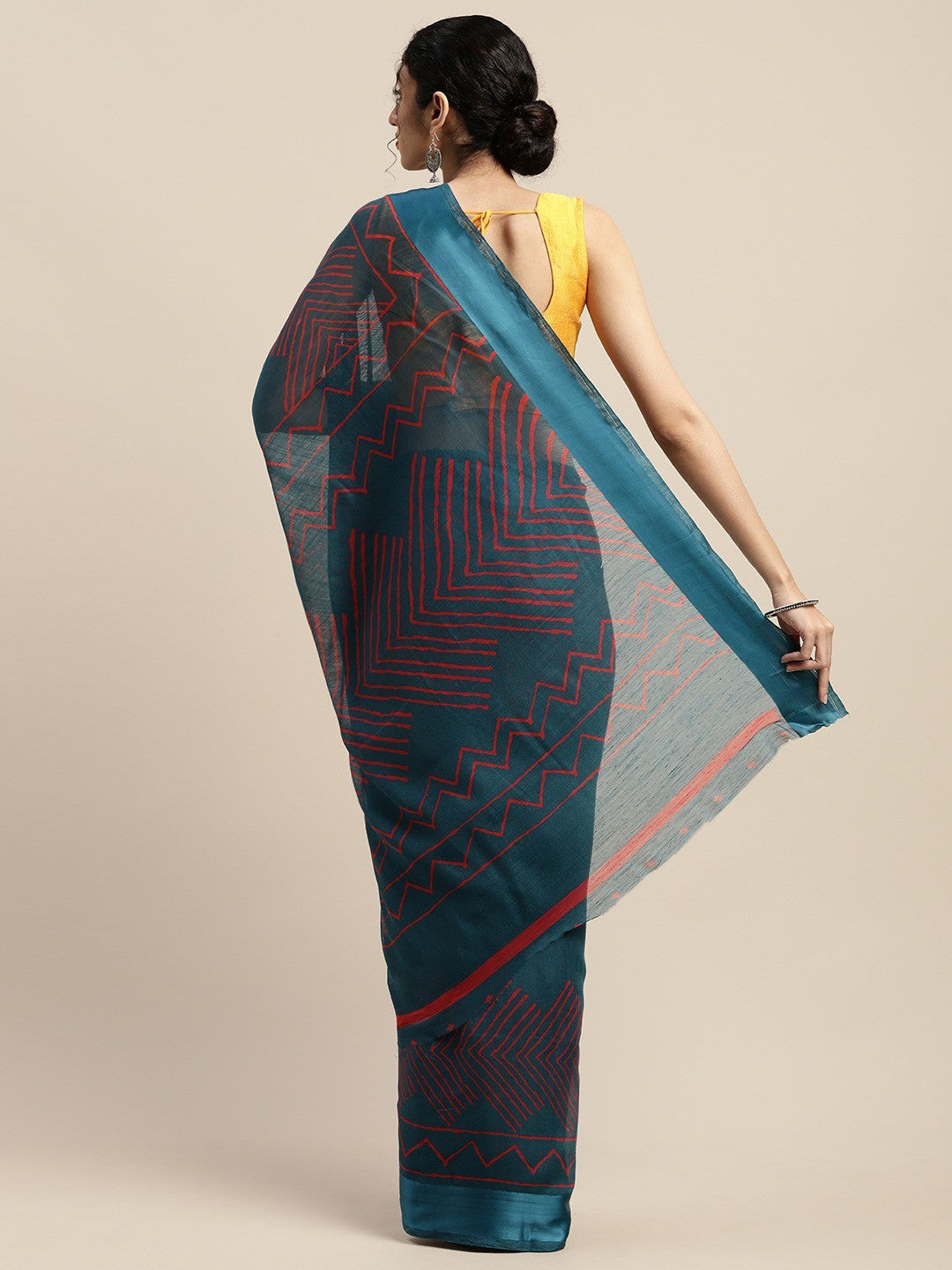 ZERESOUQ-Blue-Art-Silk-Printed-Classy-Saree