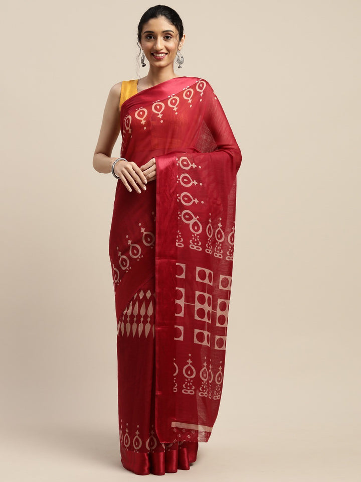 ZERESOUQ-Maroon-Art-Silk-Printed-Classy-Saree