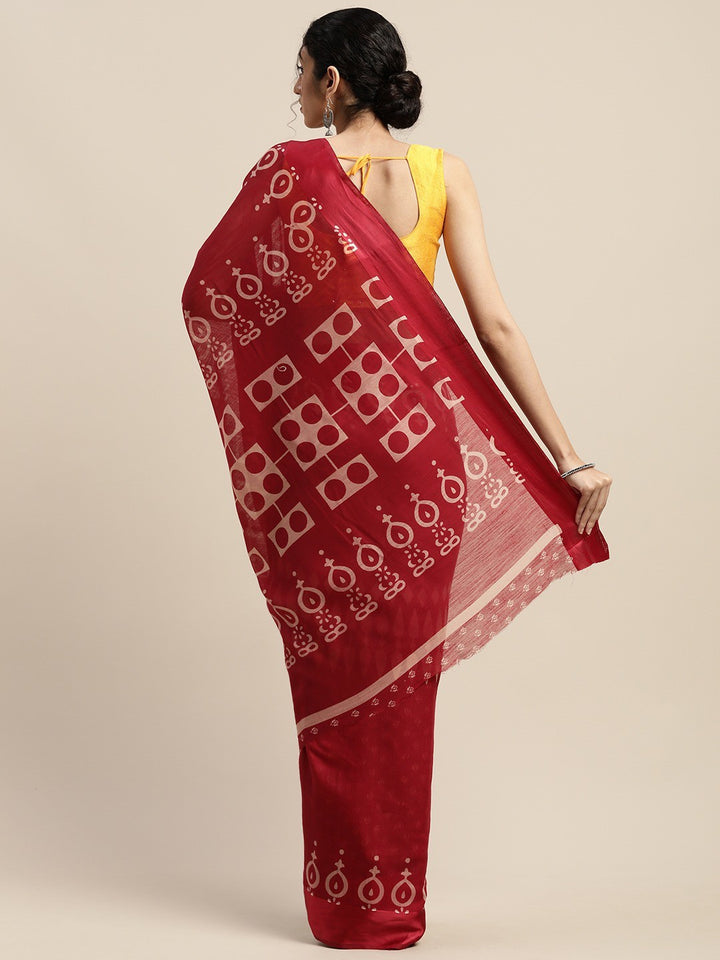 ZERESOUQ-Maroon-Art-Silk-Printed-Classy-Saree