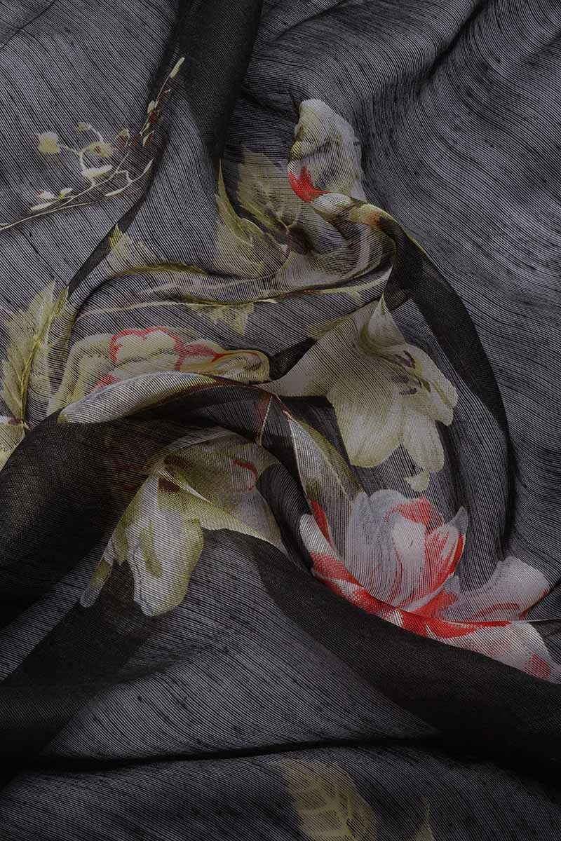 Grey Art Silk Printed Classy Saree