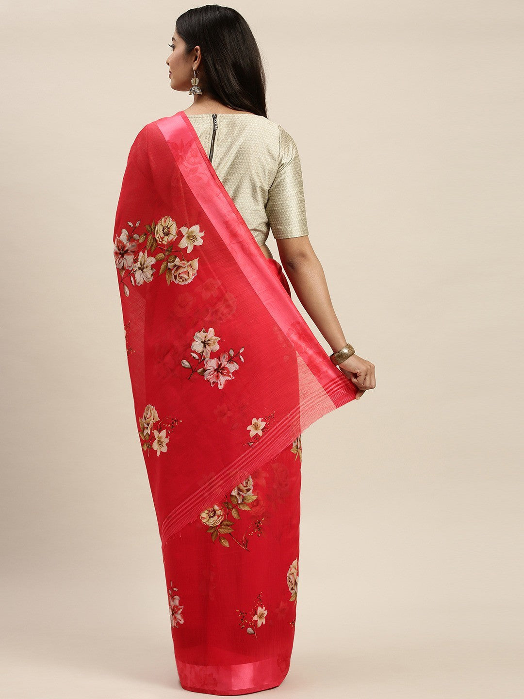 Red Art Silk Printed Classy Saree