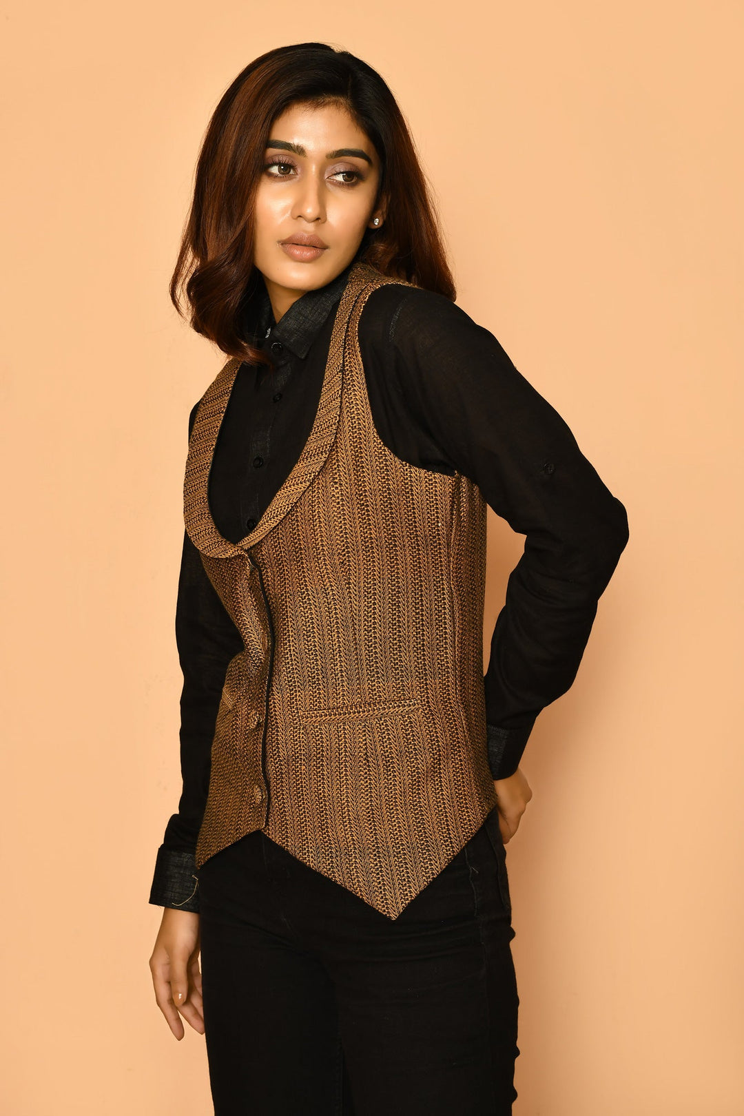 Kyra Handloom Cotton Waist-Coat Jacket